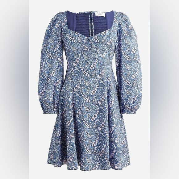 J.Crew Sweetheart Long-Sleeve Mini A-Line Dress in Liberty® Bourton Bloom Fabric - Picture 4 of 11
